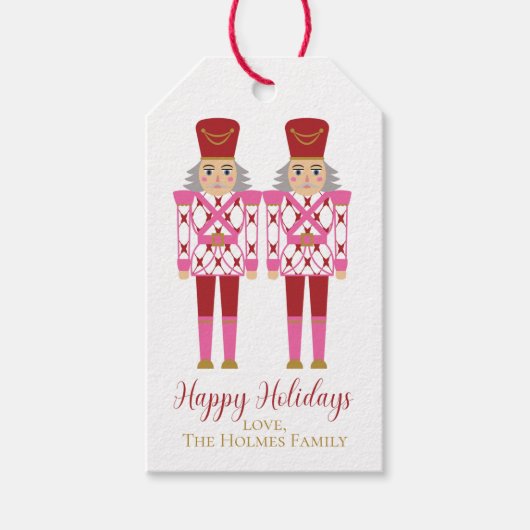 Pink Chinoiserie Nutcracker, Custom Christmas Geschenkanhänger (Vorderseite)