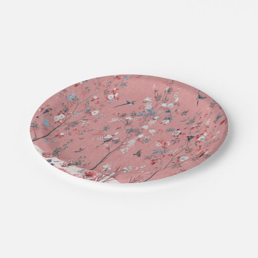 Pink Chinoiserie Pappteller (Schrägansicht)