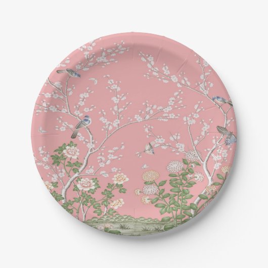 Pink Chinoiserie Pappteller (Vorderseite)