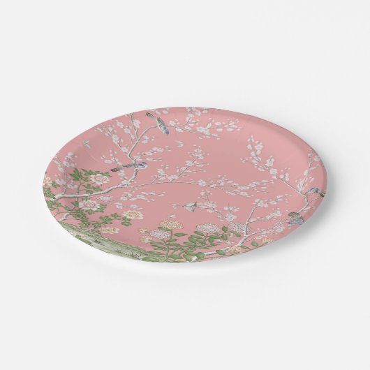 Pink Chinoiserie Pappteller (Schrägansicht)