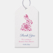 Pink Chinoiserie Rabbit Baby Dusche Gefallen Geschenkanhänger (Vorderseite)