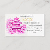 Pink Chinoiserie Recipe Request Bridal Shower  Begleitkarte (Vorderseite)