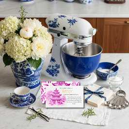 Pink Chinoiserie Recipe Request Bridal Shower Begleitkarte