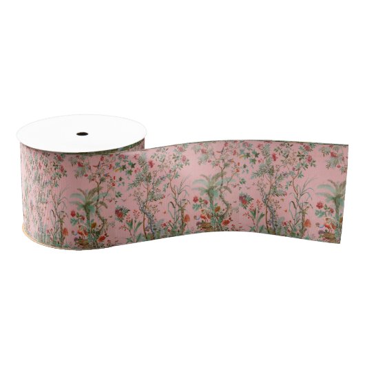 Pink Chinoiserie Ripsband (Spule)