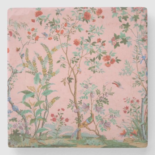 Pink Chinoiserie Steinuntersetzer (Vorderseite)