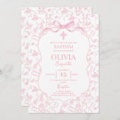 Pink Chinoiserie Taufe Girl Einladung (Vorne/Hinten)