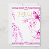 Pink Chinoiserie "Thank You" Sign Einladung (Vorderseite)