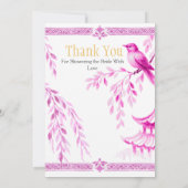 Pink Chinoiserie "Thank You" Sign Einladung (Rückseite)