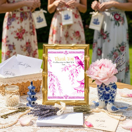 Pink Chinoiserie "Thank You" Sign Einladung