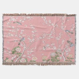 Pink Chinoiserie Throw Blanket Decke