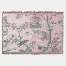 Pink Chinoiserie Throw Blanket