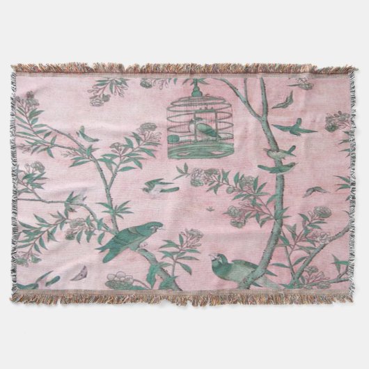 Pink Chinoiserie Throw Blanket Decke (Vorderseite)