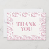 Pink Chinoiserie Toile de Jouy Baby Dusche Dankeskarte (Vorderseite)