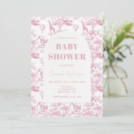 Pink Chinoiserie Toile de Jouy Baby Dusche Einladung