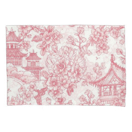 Pink Chinoiserie Toile Dragon Cherry Blossom Kissenbezug