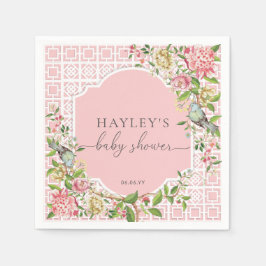 Pink Chinoiserie Trianon Babydusche Papier Napkin Serviette