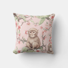 Pink Chinoiserie | Tropischer Affe Kissen
