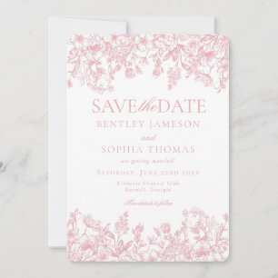 Pink Chinoiserie Vintage Blumenkarte Save the Date Einladung