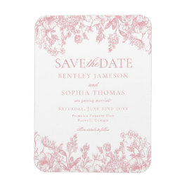 Pink Chinoiserie Vintage Blumenkarte Save the Date Magnet