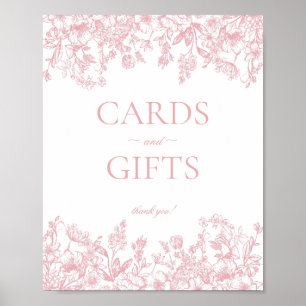 Pink Chinoiserie Vintage Blumenkarten & Geschenke Poster