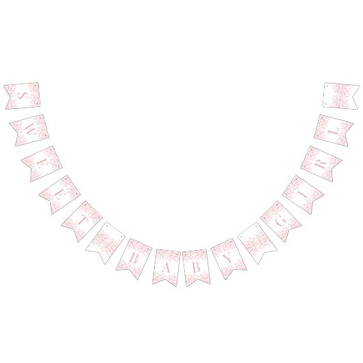 Pink Chinoiserie Vintage Floral Baby Shower Decor Wimpelkette (Alle)
