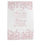 Pink Chinoiserie Vintage Floral Bridal Shower Mittlere Geschenktüte (Rückseite)