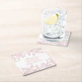 Pink Chinoiserie Vintage Floral Bridal Shower Rechteckiger Pappuntersetzer (Vor Ort)