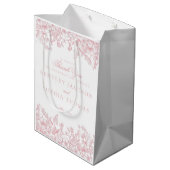 Pink Chinoiserie Vintage Floral Wedding Favor Mittlere Geschenktüte (Rückseite Schrägansicht)