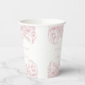 Pink Chinoiserie Vintage Floral Wedding Pappbecher (Links)