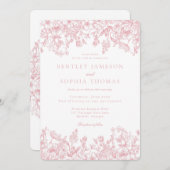 Pink Chinoiserie Vintage French Floral Wedding Einladung (Vorne/Hinten)
