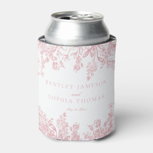 Pink Chinoiserie Vintage Gastgeschenke Hochzeiten Dosenkühler (Kanne Vorderseite)