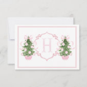 Pink Chinoiserie Weihnachtsbaum Kinderdusche Dankeskarte (Vorderseite)