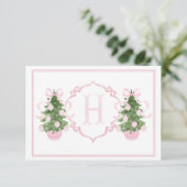 Pink Chinoiserie Weihnachtsbaum Kinderdusche Dankeskarte (Stehend Vorderseite)