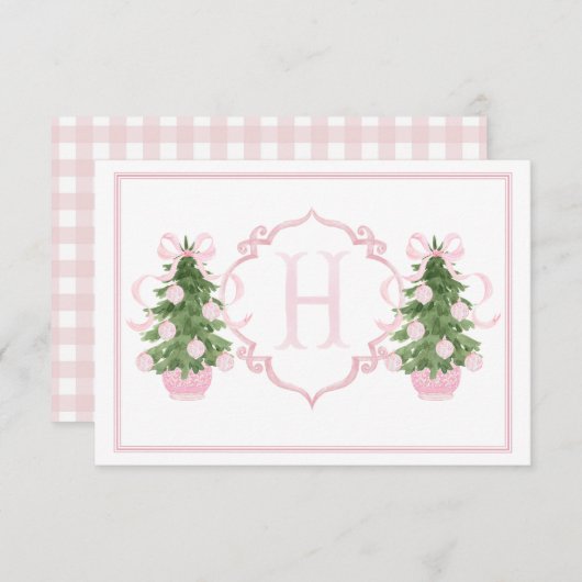 Pink Chinoiserie Weihnachtsbaum Kinderdusche Dankeskarte (Vorne/Hinten)