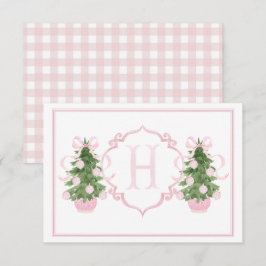 Pink Chinoiserie Weihnachtsbaum Kinderdusche Dankeskarte