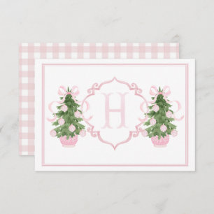 Pink Chinoiserie Weihnachtsbaum Kinderdusche Dankeskarte