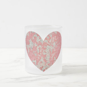 Pink Chippy Paint Heart Mattglastasse