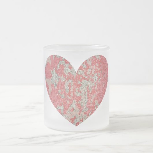 Pink Chippy Paint Heart Mattglastasse (Mittel)