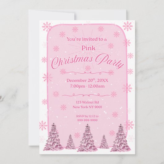 Pink Chirstmas Party Invitation Einladung (Vorderseite)