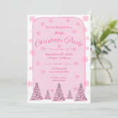 Pink Chirstmas Party Invitation Einladung (Stehend Vorderseite)