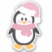Pink Chistmas Penguin Aufkleber (Vorderseite)