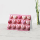 Pink Chocolate Hearts Valentine`s Day Card Karte (Vorderseite)