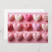 Pink Chocolate Hearts Valentine`s Day Card Postkarte (Vorne/Hinten)