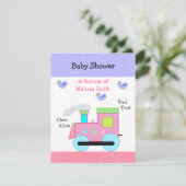 Pink Choo Choo Train Baby Dusche Einladung (Stehend Vorderseite)