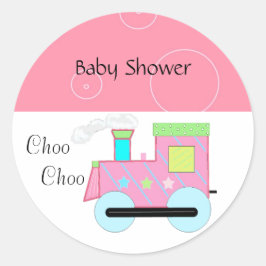 Pink Choo Choo Train Baby Dusche Runder Aufkleber