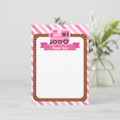 Pink Choo Choo Zug Vielen Dank Dankeskarte (Stehend Vorderseite)
