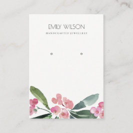 PINK CHRIST THORN GREEN PEONY EARRING DISPLAY VISITENKARTE