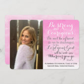 Pink Christlich Bible Verse Custom Foto Abschluss Ankündigung (Vorne/Hinten)