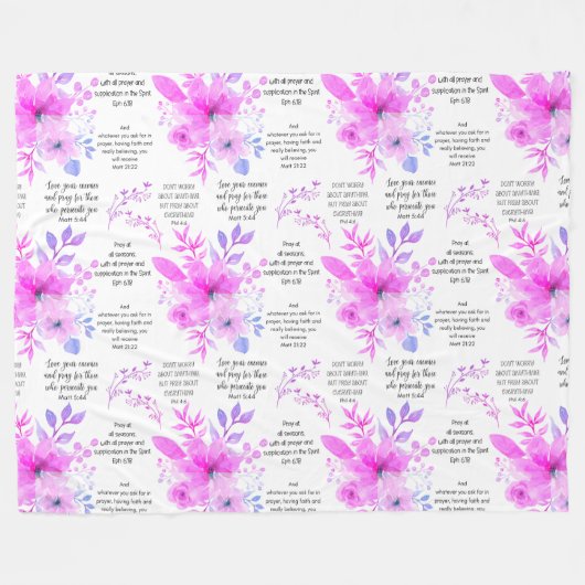 Pink Christlich PRAYER Fleecedecke (Vorderseite (Horizontal))