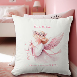 Pink Christmas Angel Bible Verse Name Kinderzimmer Kissen